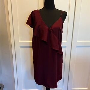 Lulu's One Shoulder Burgundy Dress S